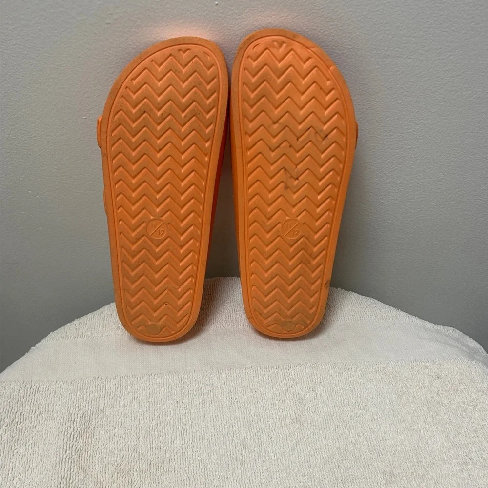 Lily & Dan Kid Unisex SlipOn Orange rubber double buckle slide Sandal size 11/12